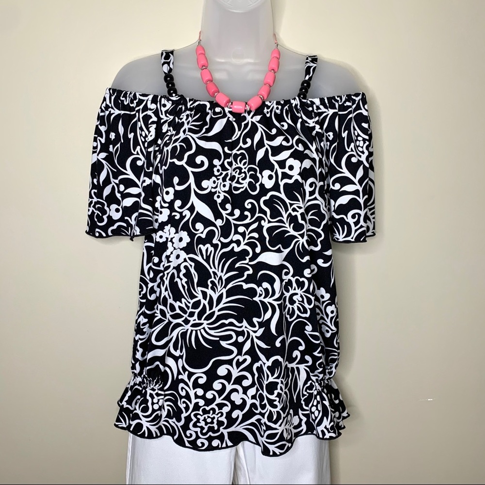 Black and white Off Shoulder Top